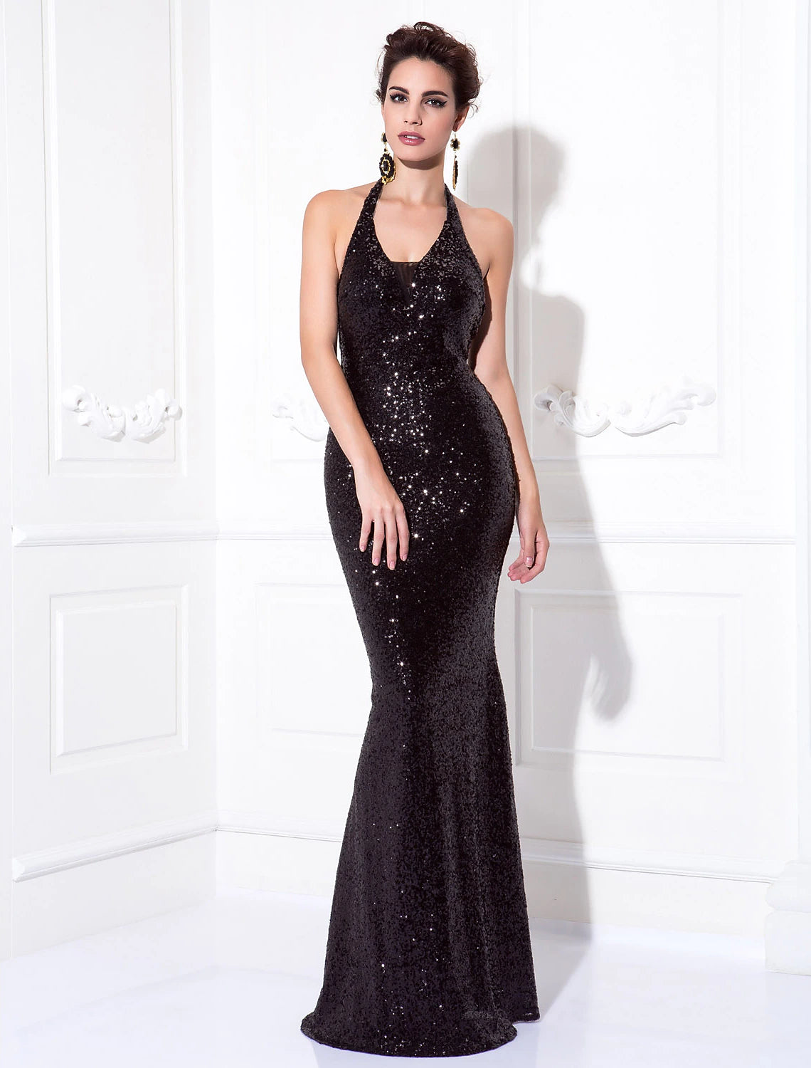 Meerjungfrau/Trompete Sparkle Party Wear Kleid Ärmellos Pailletten mit