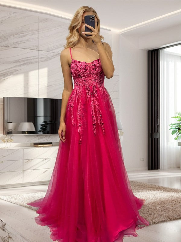 Robe de bal élégante en mousseline de soie rouge rose en forme de A, avec bretelles fines, sans manches, dos nu et longueur au sol