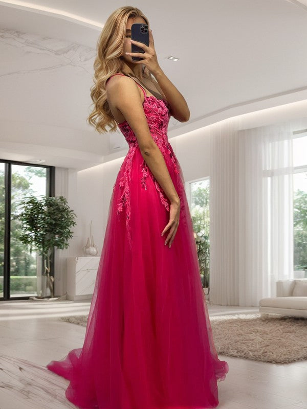Robe de bal élégante en mousseline de soie rouge rose en forme de A, avec bretelles fines, sans manches, dos nu et longueur au sol