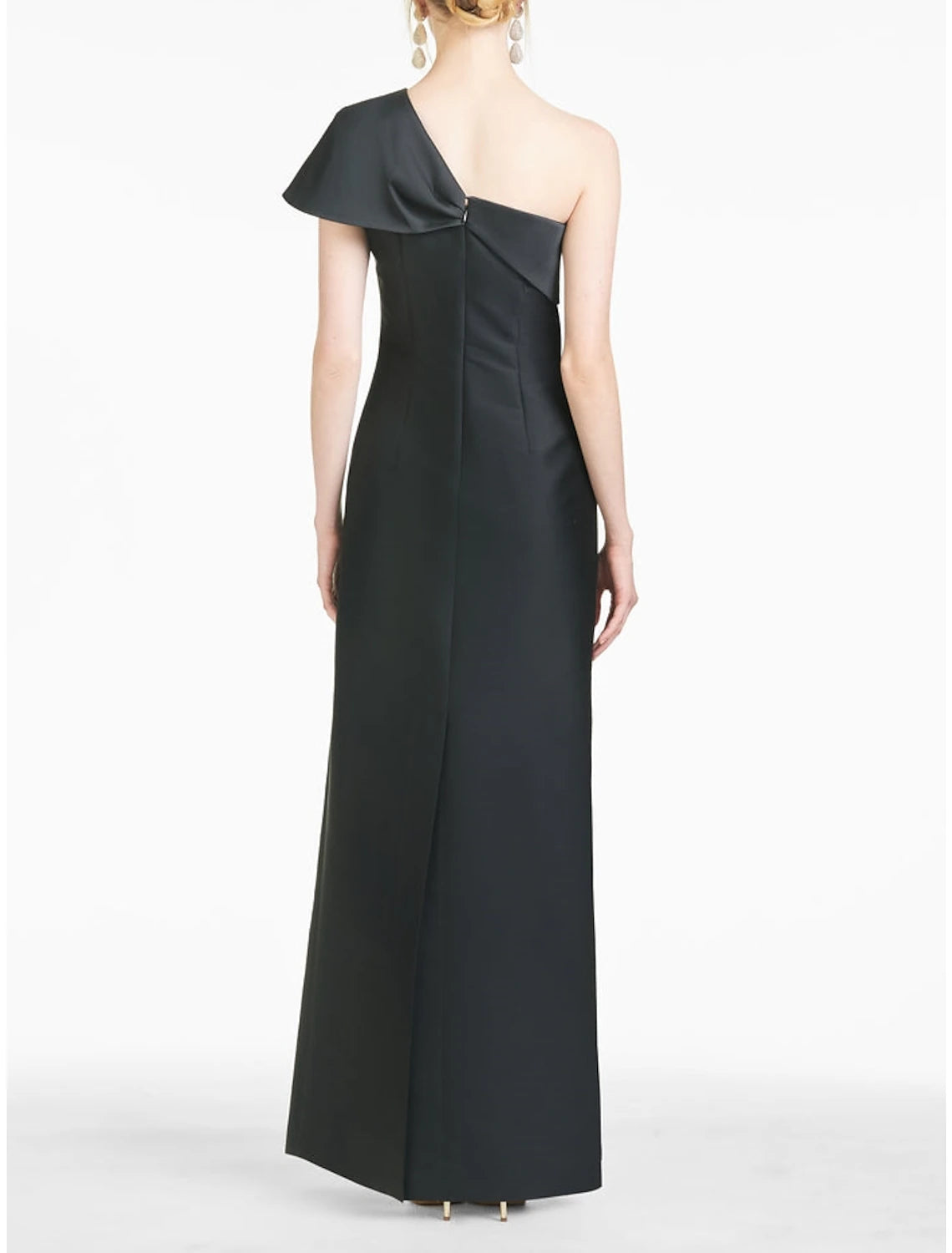 Etuikleid/Säulenkleid Abendkleid Elegantes Kleid Formal Bodenlang Weihnachten Rot Grün Kleid Kurzarm One Shoulder Satin mit Schleife(n) Schulter Blume