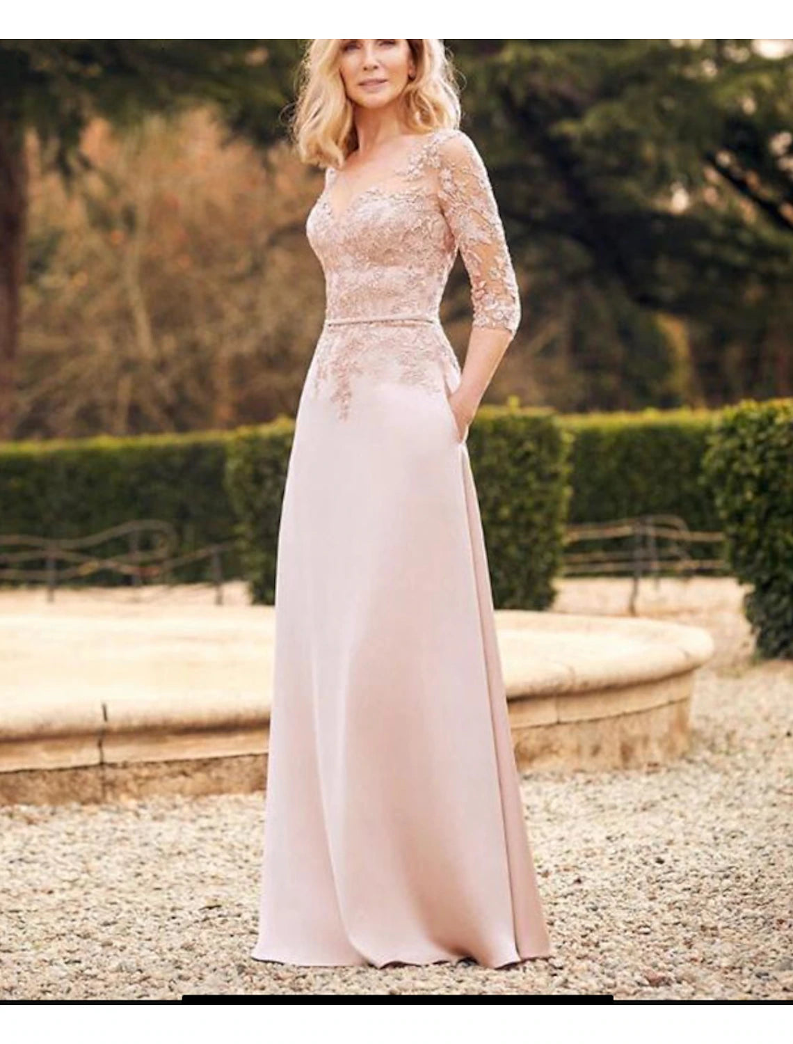 Etuikleid/Säulenkleid für die Brautmutter, elegant, schlicht, Rundhalsausschnitt, bodenlang, italienischer Satin, lange Ärmel, nein, mit Schärpe/Bandapplikationen