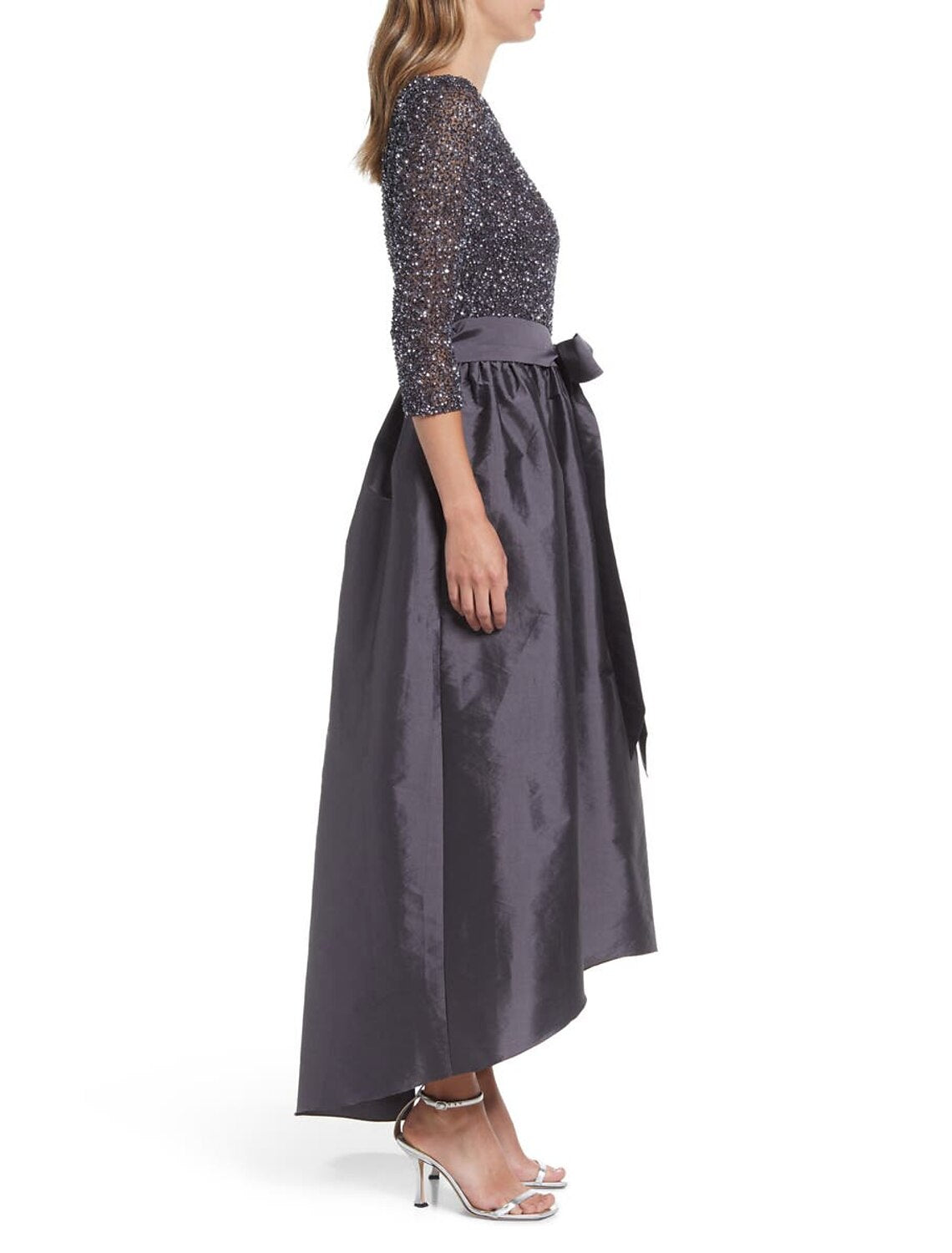 A-Linie Cocktailkleider Elegantes Kleid für Hochzeitsgäste Black Tie Knöchellänge 3/4-Ärmel Rundhalsausschnitt Satin mit Tasche