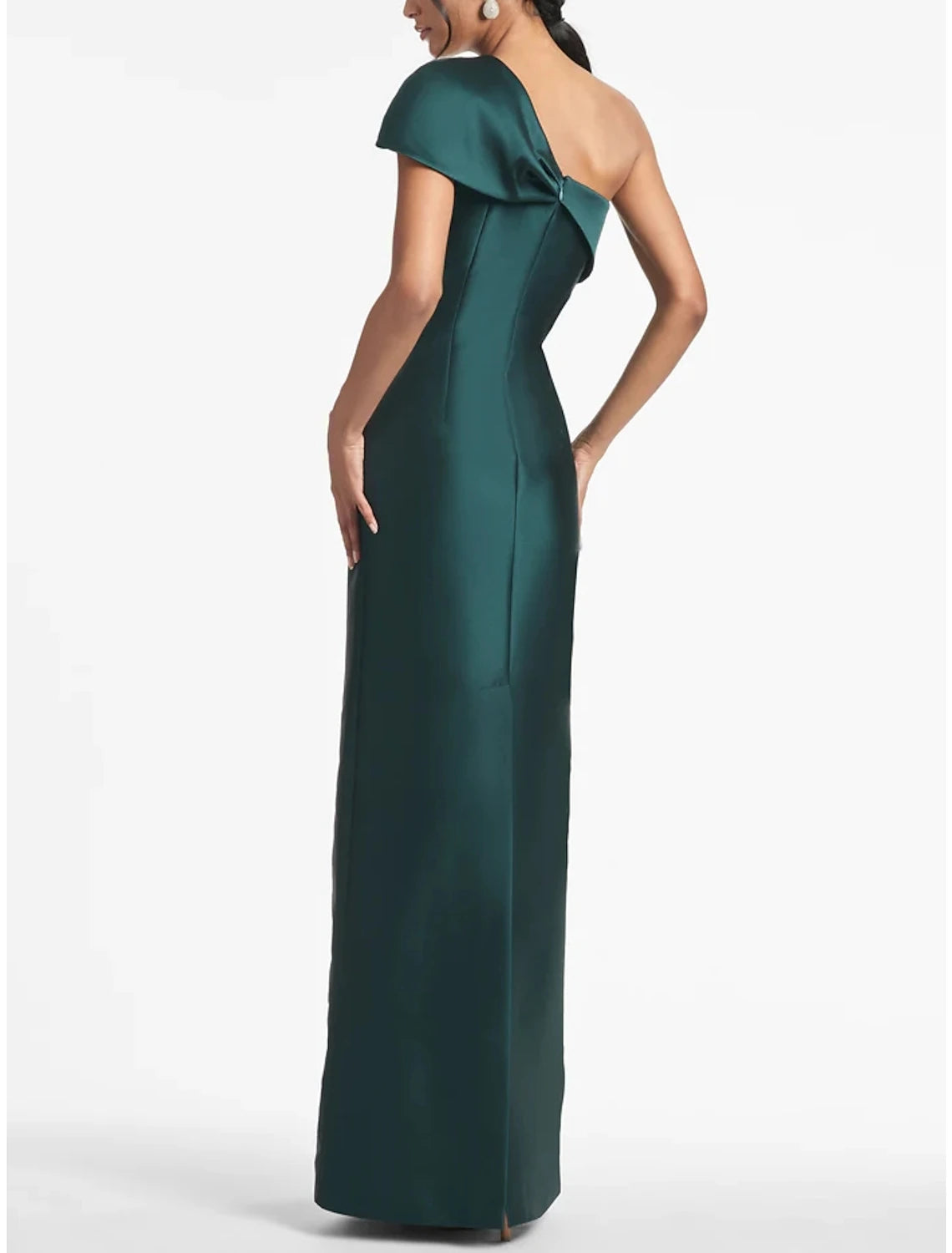 Etuikleid/Säulenkleid Abendkleid Elegantes Kleid Formal Bodenlang Weihnachten Rot Grün Kleid Kurzarm One Shoulder Satin mit Schleife(n) Schulter Blume