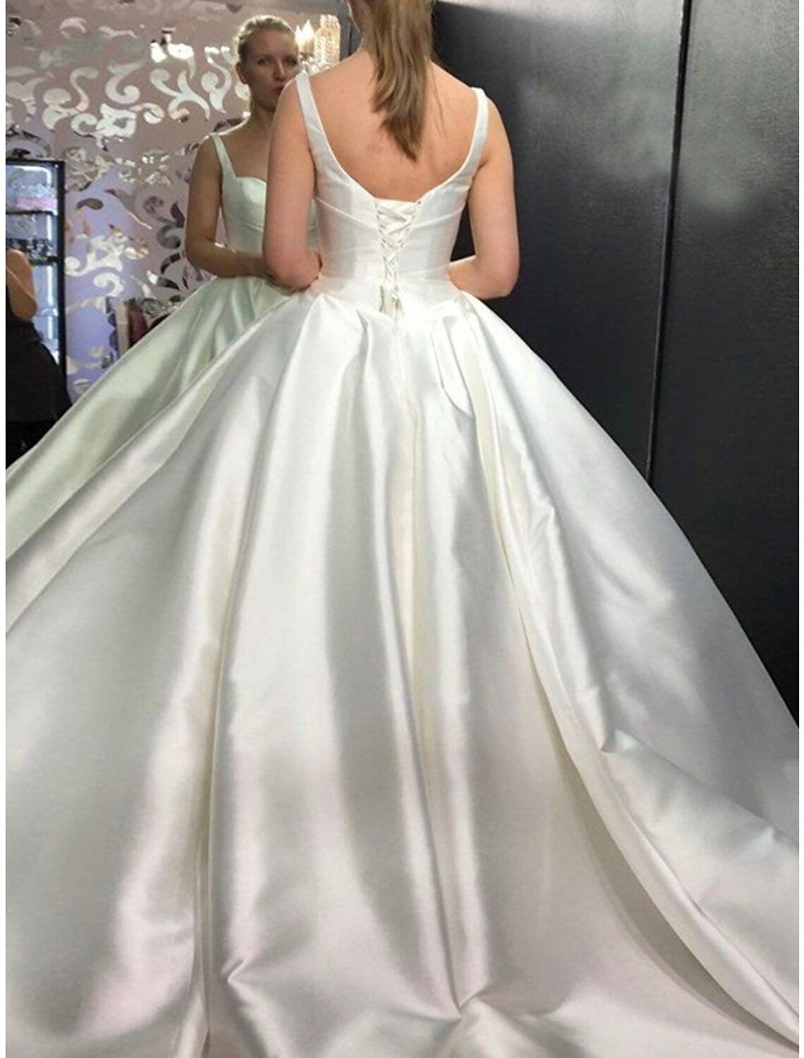 Formelle Brautkleider Ballkleid Camisole Ärmellos Hofschleppe Satin Brautkleider Mit Falten