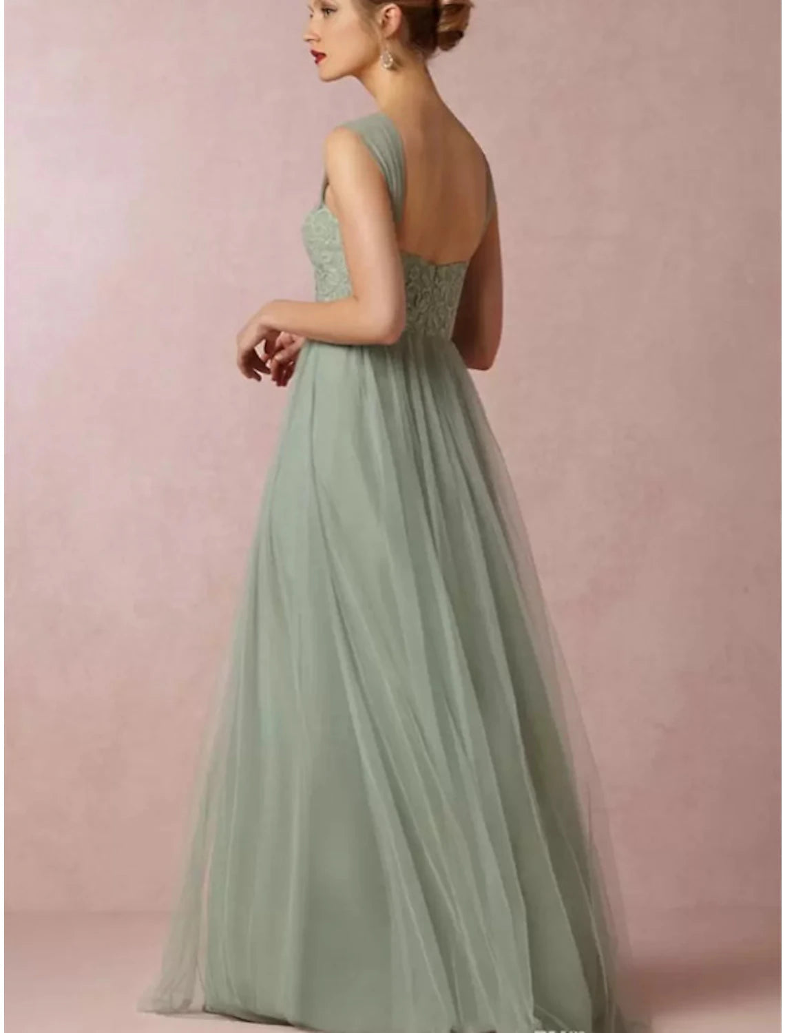 A-Line Evening Gown Minimalist Dress Valentine's Day Wedding Guest Floor Length Sleeveless Sweetheart Bridesmaid Dress Lace with Lace Insert Pure Color