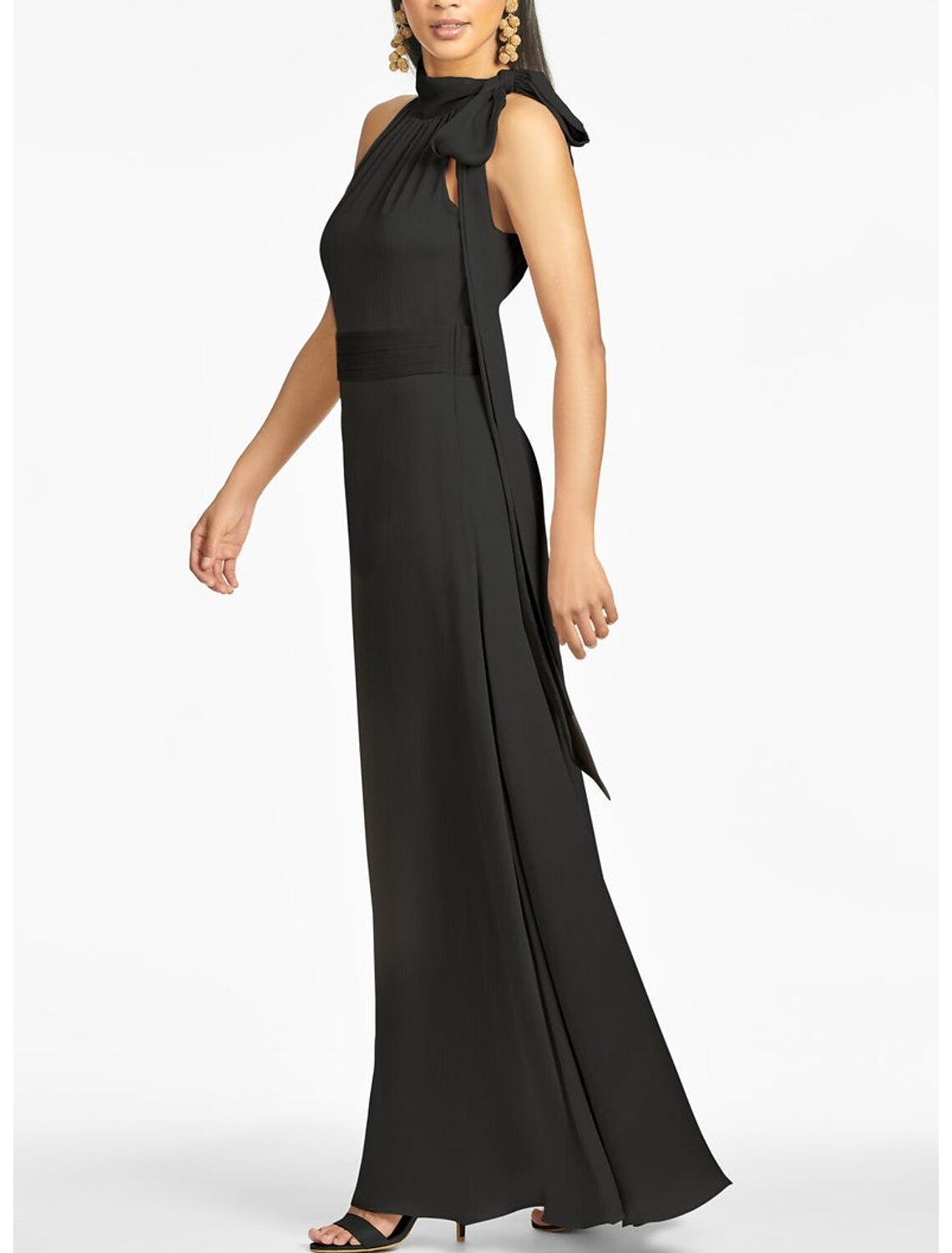 Etuikleid/Spalte Abendkleid Satin Elegantes Kleid Formale Verlobung Bodenlang Ärmellos Neckholder Charmeuse mit Schlitz Riemchen