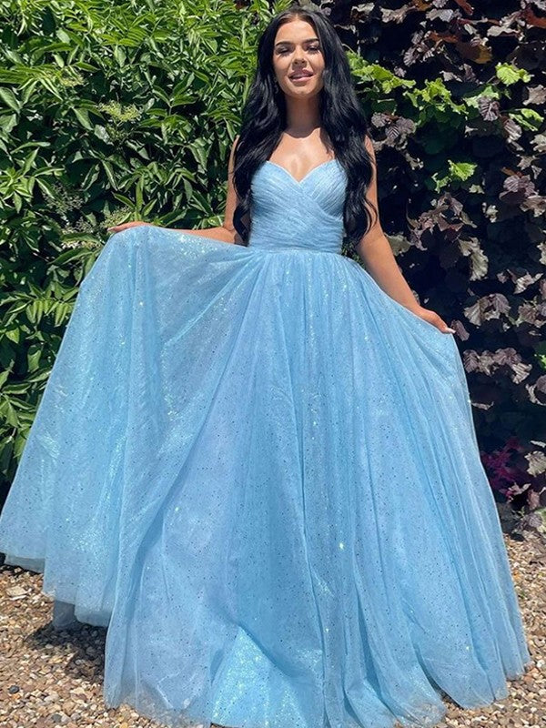 A-Line/Princess Ruched V-neck Sleeveless Sweep/Brush Train Dresses