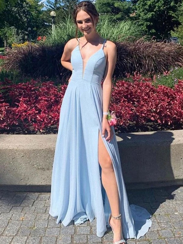 Robe trapèze/princesse en mousseline à volants, col en V, sans manches, traîne courte