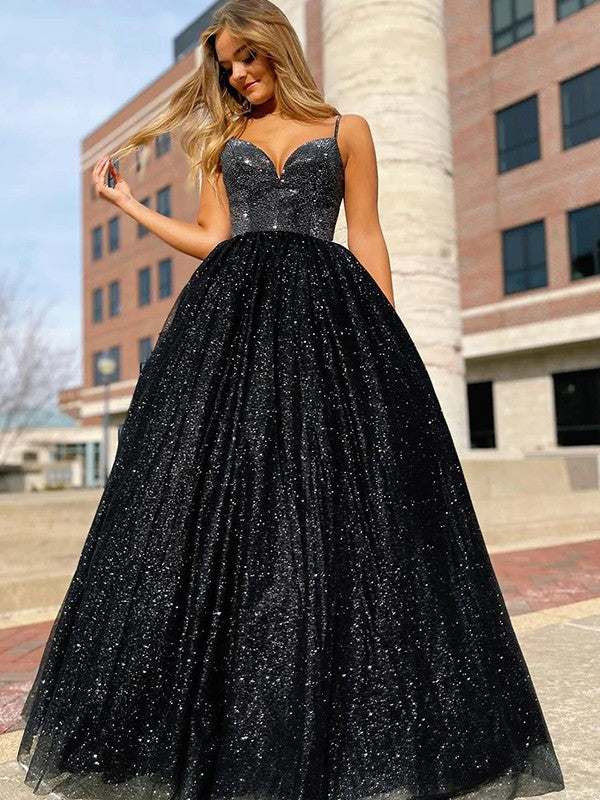 A-Line/Princess V-neck Sleeveless Floor-Length Dresses