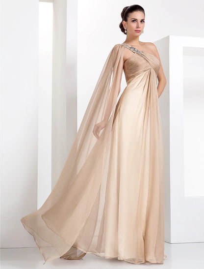 Robe de soirée élégante à col en V, asymétrique, sans manches, longueur au sol, en mousseline de soie, avec cristaux croisés