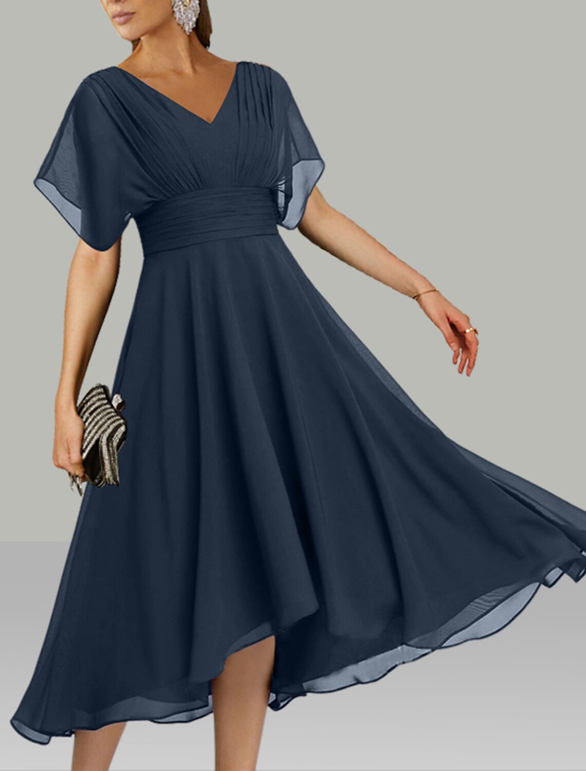A-Line Wedding Guest Dresses Elegant Dress Holiday Fall Tea Length Sho – YiDiBang Dresses