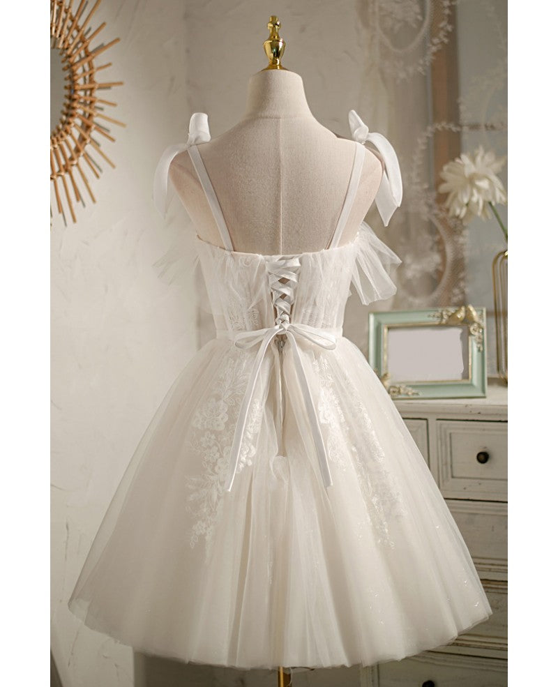 Robe de soirée d'anniversaire élégante et sexy à bretelles en perles de champagne sans manches Robe de cocktail dos nu avec nœud en forme de A/princesse champagne