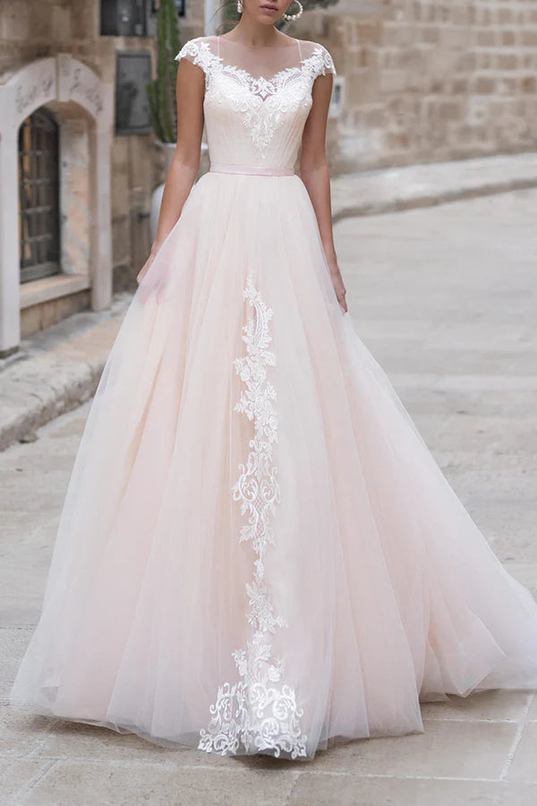Robe de mariée décontractée à manches illusion, style campagnard, robe de mariée