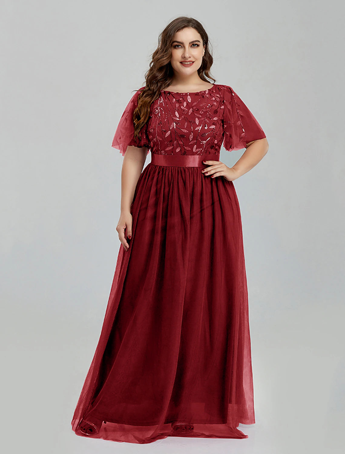 A-Linie Ballkleider Blumenkleid Hochzeitsgast Partykleidung Bodenlang Kurzarm Rundhals Brautjungfernkleid Tüll mit Stickerei