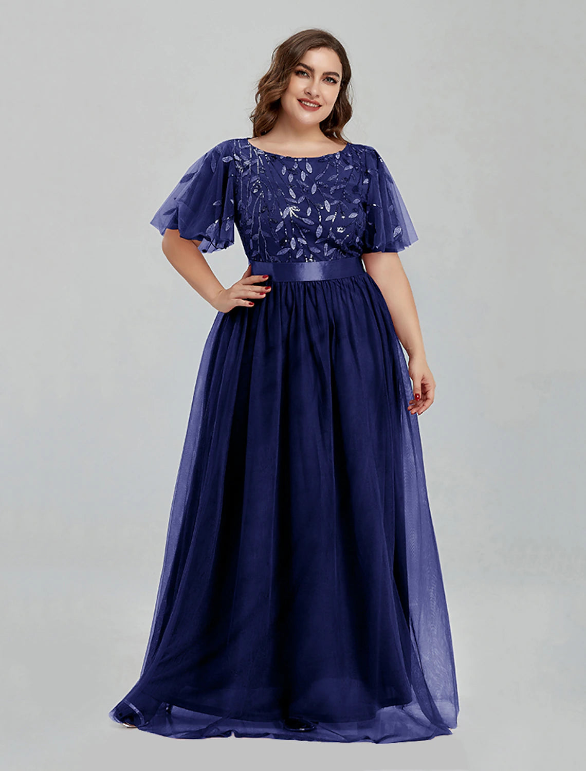 A-Linie Ballkleider Blumenkleid Hochzeitsgast Partykleidung Bodenlang Kurzarm Rundhals Brautjungfernkleid Tüll mit Stickerei