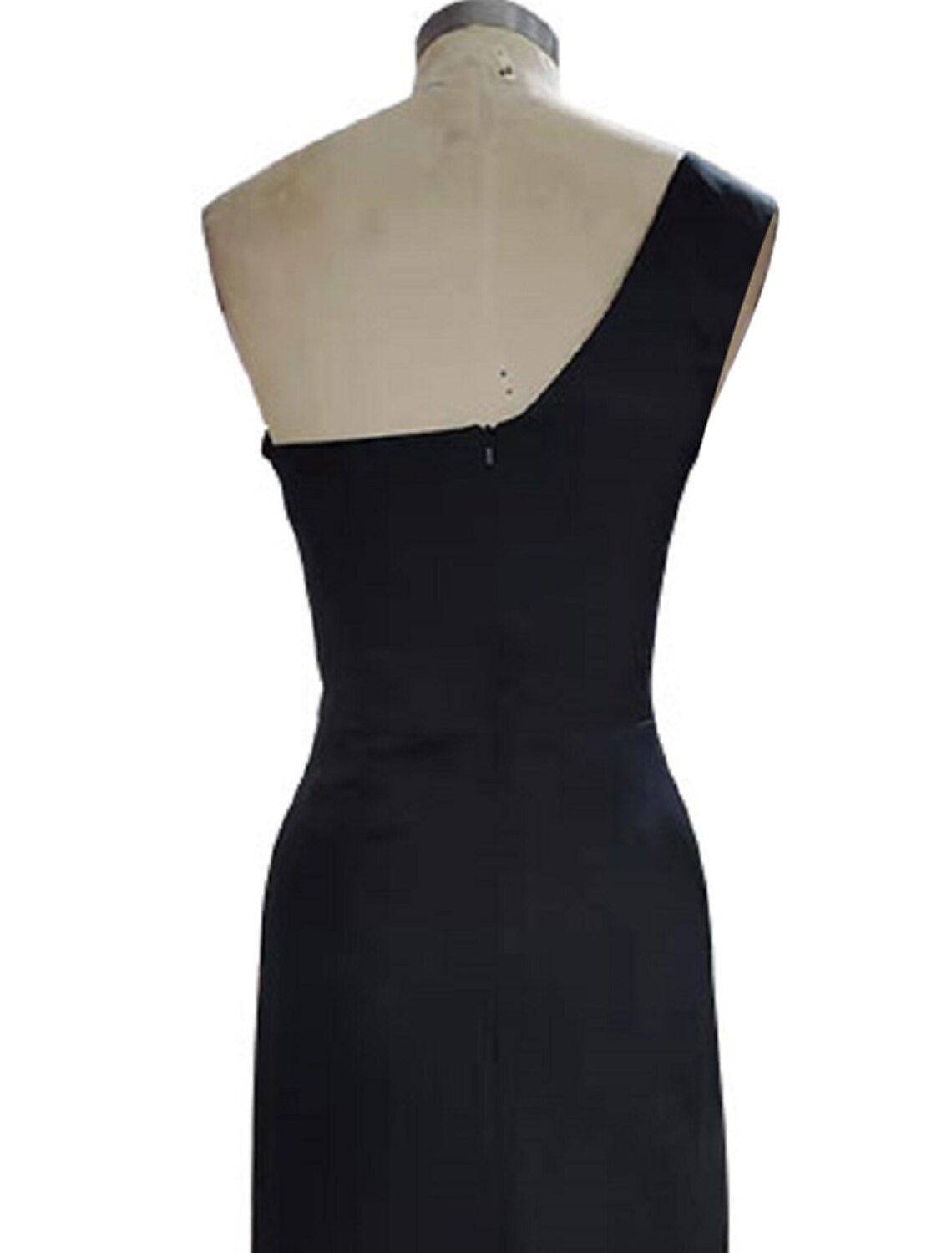 Meerjungfrau/Trompete Abendkleid Schwarzes Kleid Formeller Abschlussball Bodenlang Ärmellos Eine Schulter Stretchstoff mit Schlitz