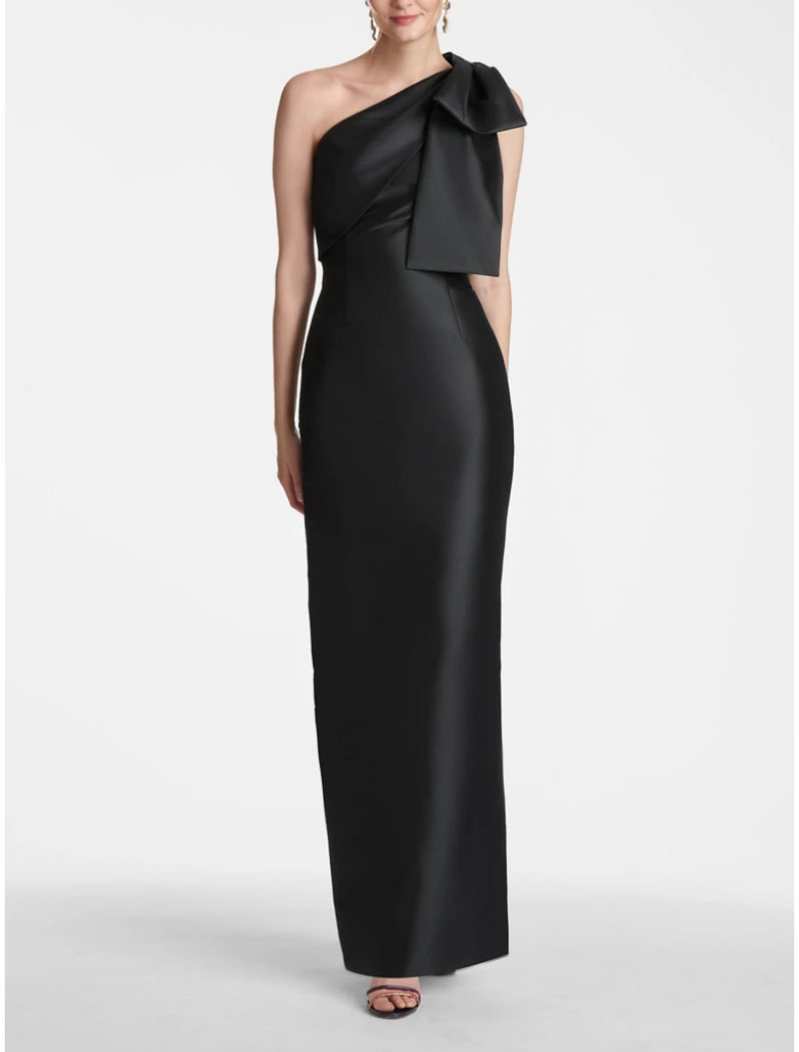 Meerjungfrau Partykleid Abendkleid Elegantes Kleid Formell Herbst Knöchellang Ärmellos Ein Schulter Satin mit Schleife(n) Schlitz