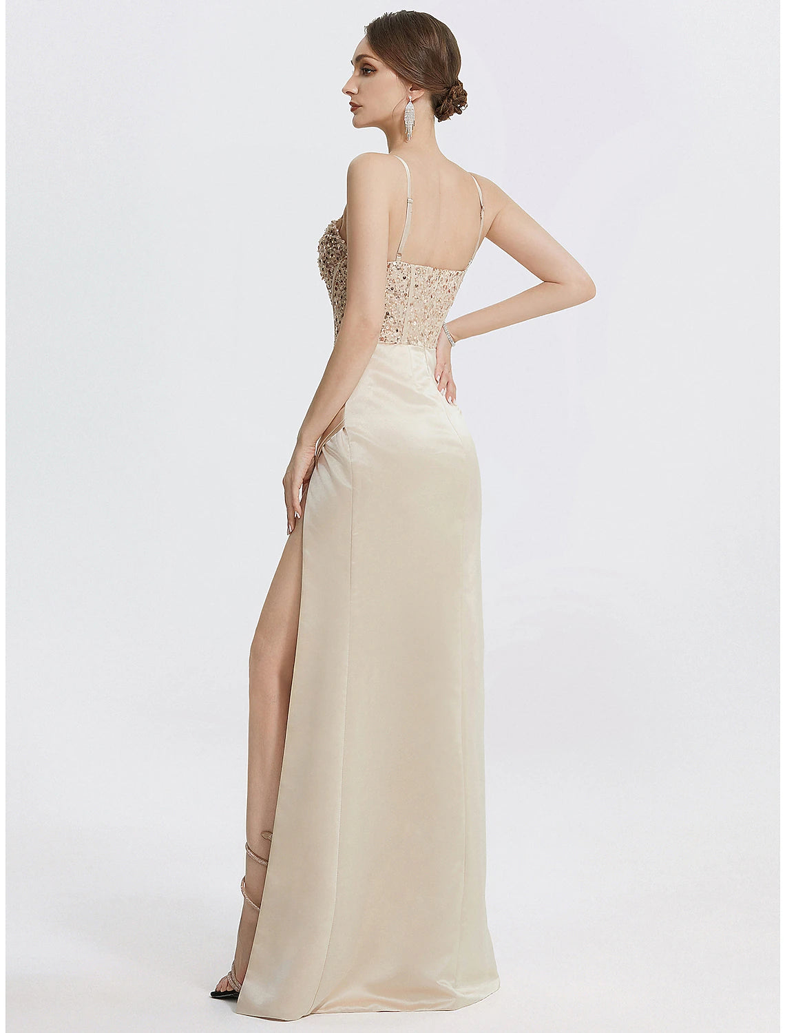 Etuikleid/Säulenkleid, elegantes Kleid, formelles schwarzes Kleid, knielang, 3/4-Ärmel, quadratischer Ausschnitt, Stretchstoff mit Federn