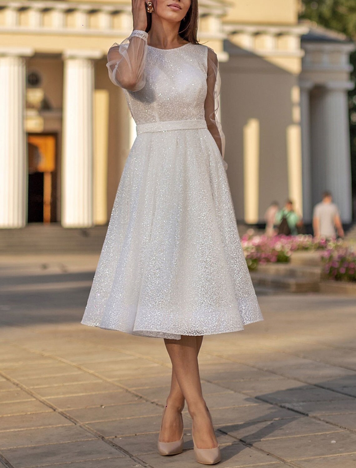 white christmas dresses A-Line Cocktail Dresses Elegant Dress Wedding Guest Engagement Knee Le –  YiDiBang Dresses