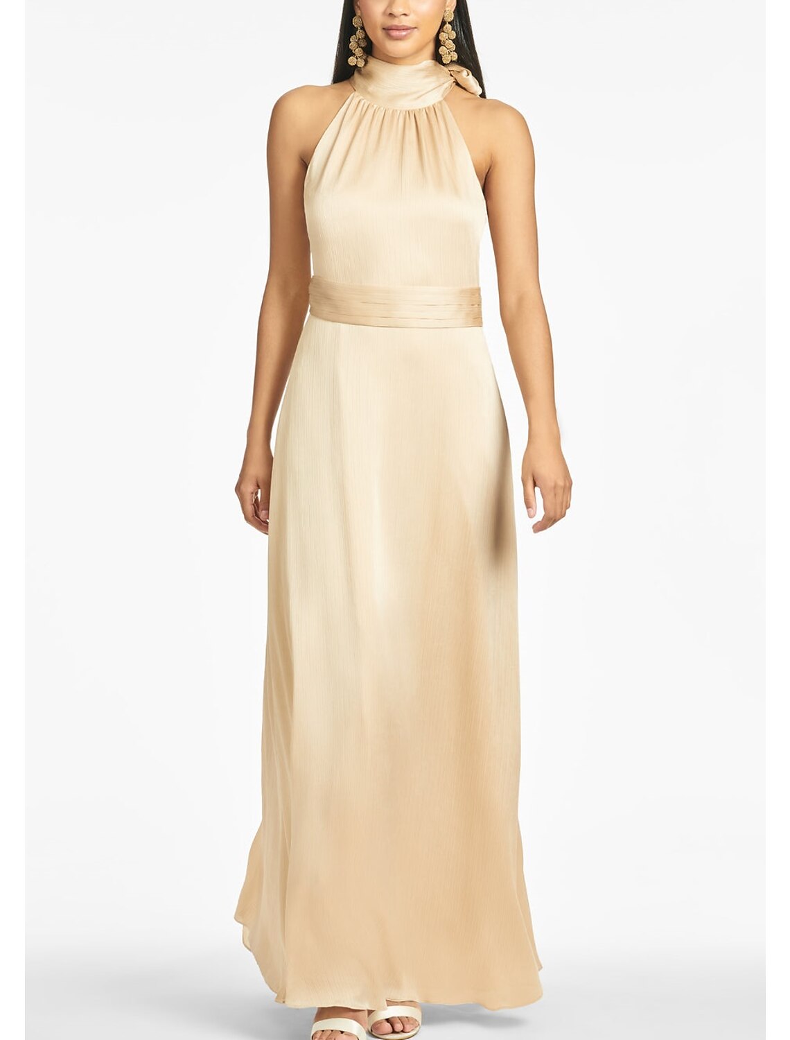 Etuikleid/Spalte Abendkleid Satin Elegantes Kleid Formale Verlobung Bodenlang Ärmellos Neckholder Charmeuse mit Schlitz Riemchen