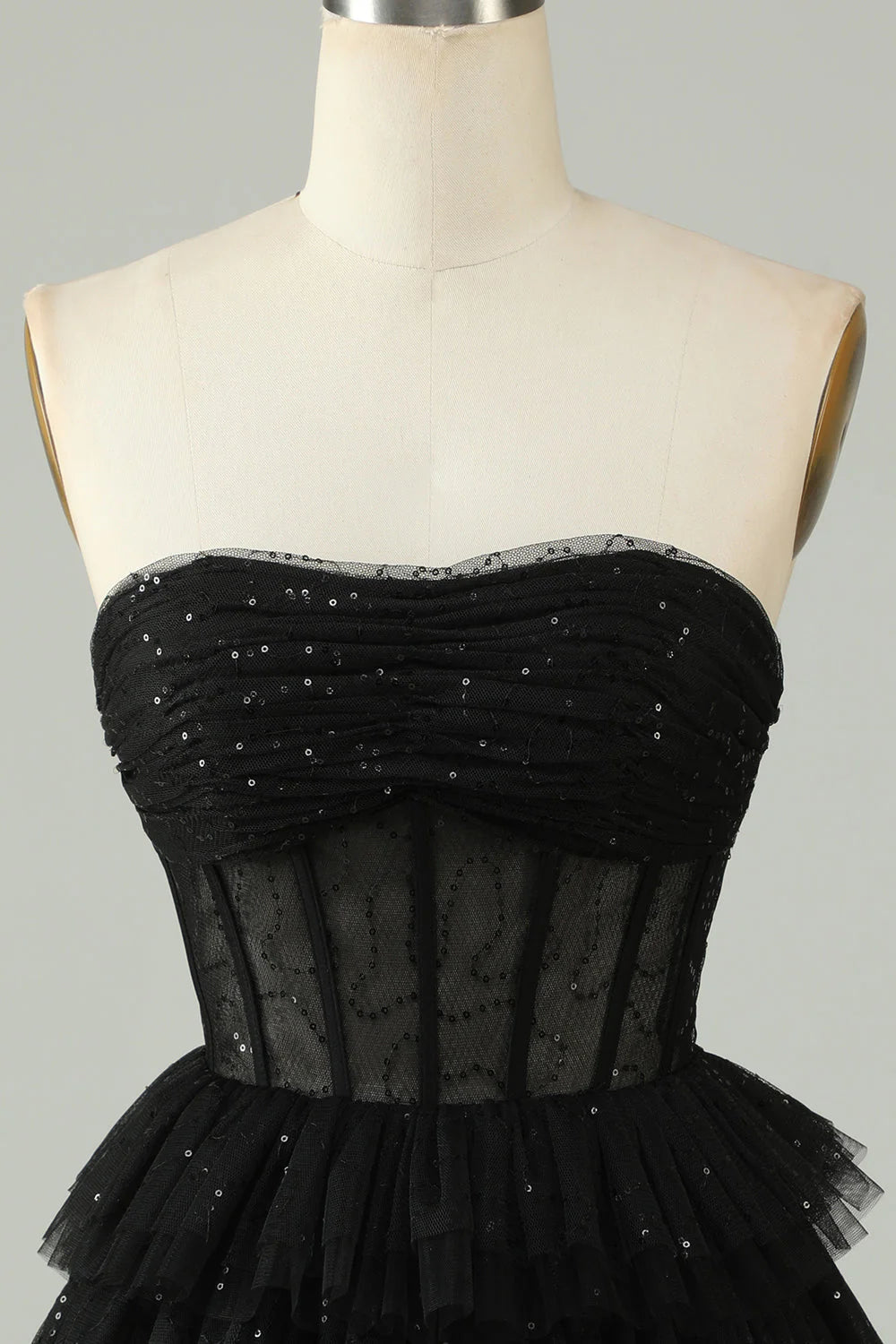 Robe de rentrée scolaire noire à bretelles superposées et corset
