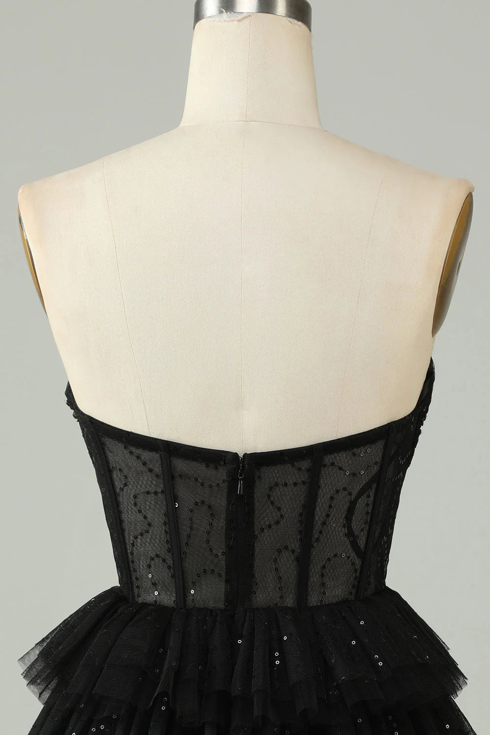 Robe de rentrée scolaire noire à bretelles superposées et corset