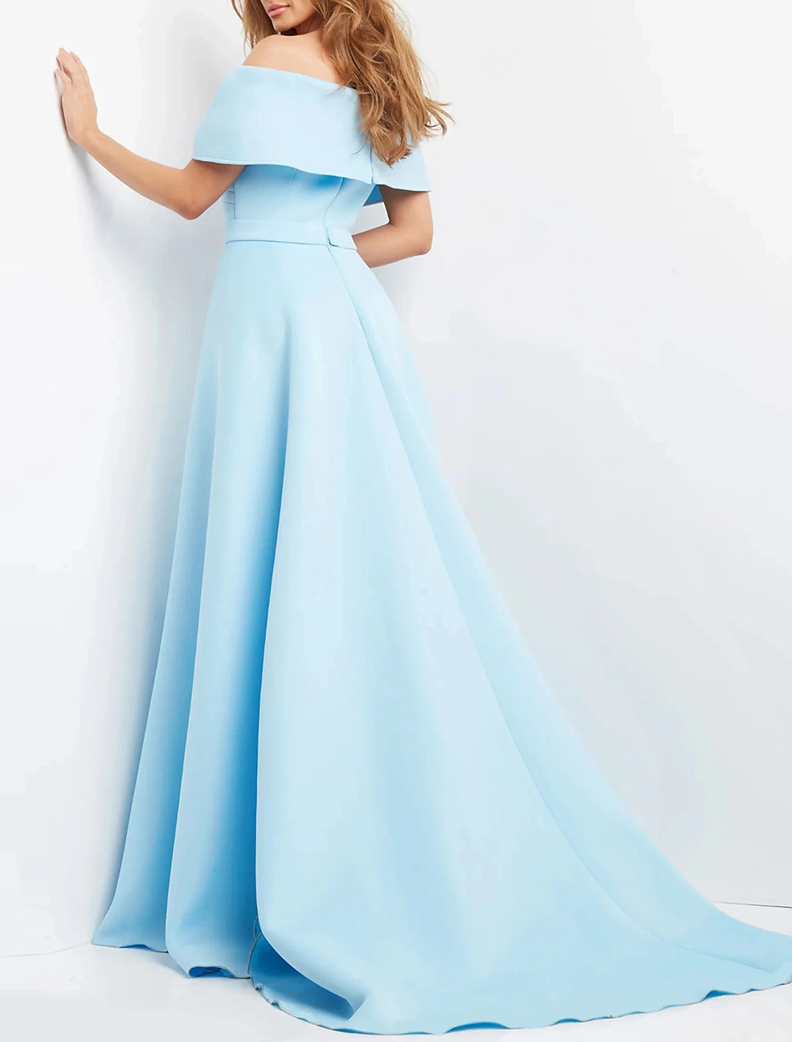 Etuikleid/Säulenkleid, elegantes Abendkleid, formelle Hochzeit, bodenlang, kurze Ärmel, Herzausschnitt, Stretch-Stoff mit Rüschen